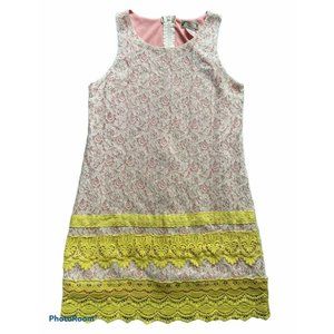 Flying Tomato lace dress ivory, peach & lime sz L